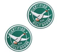 2 Pcs Certified Silly Goose Emblem Patch Hook Loop Removable Armband Colour Embroidered Fastener Funny Applique Tactical Military Patches for Jacket,Hats,Vest,Bags,Clothes,Jeans,Backpacks