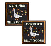 2 Pcs Certified Silly Goose Hook and Loop Funny Patch,Cute Animal Meme Morale Patch, Colorful Embroidered Patch, DIY Applique for Backpacks, Dog Harnesses, Army Vests, Gym Bags, Hats, Helmets