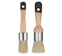 2 Pcs Chalk Paint Brush, Round Paint Brush for Furniture Natural Bristles Stencil Brushes Compatible with All Types of Chalk Paints for Painting Home Decor DIY Art Crafts (Black)