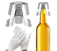 2 pcs Champagne Stopper, Wine Stopper Sparkling Wine Stopper，Stainless Steel Vacuum Sealing Locking Clamp Leak-Proof Reusable Champagne Cork for Wine Champagne Beer Collection,Sparkling Wine Bottles