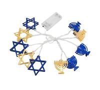 2 Pcs Chanukah Menorah String Lights, 10 Ft 20 LED Star of David Fairy String Lights, USB Powered Hanukkah Light String for Hanukkah Chanukah Decorative
