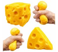 2 PCS Cheese Squishy, Giant Cheese Cube Slow Rebound Squeeze Toy, Realistic Cheese Sensory Fidget Toy for Anxiety Relief, Soft Foam Squishy Desk Toy for Kids & Adults