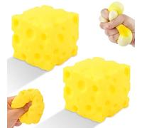 2 Pcs Cheese Squishy Lovely Unbreakable Cute Cheese Cute Toy Soft Foam Stress Toy for Men Women for Stress Relief Squeeze Ball, Palm-Sized Novelty Food Theme Squeeze Block