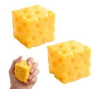 2 PCS Cheese Squishy Stress Relief Toys, Soft Big Cheese Squishy Sensory Cubes, Yellow Squishy Cheese Fidget Toy for Office Desk, Classroom Focus and Anxiety Relief
