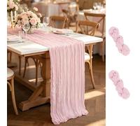 2 Pcs Cheesecloth Table Runner, 10ft Boho Gauze Cheese Cloth Table Runners Cheesecloth Table Runner, Boho Gauze Tables Runners, for Dining Tables Rustic Sheer Pink Cloth for Wedding Reception Birthday