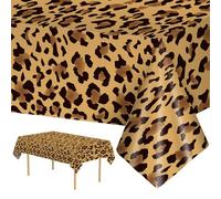 2 Pcs Cheetah Print Table Cloth - Plastic Leopard Tablecloth, Disposable Rectangle Brown Cheetah Table Covers for Jungle Animal Leopard Print Birthday Party Supplies Table Decorations, 54x108 Inch