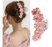 2 Pcs Cherry Blossom Hair Clips Pink Flower Hair Claw Clips Elegant Floral Claw Clip Strong Hold Cherry Blossoms Hair Accessories for Women Girls Spring Summer Birthday Wedding (2 Pcs)