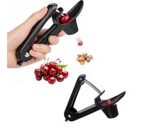 2 PCS Cherry Pitter Tool, Olive Pitter, Cherry Seed Remover Olives Pitter Tool with Stainless Steel Rod Fruit Pit,Strawberry Huller, Cherry and Olive Pitter Tool - Fruit Stone Remover (Black)