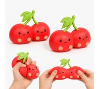 2 PCS Cherry Squishy, Desktop Decoration for Focus Enhancement, Two Red Cherries for Office and Study, Soft Hand Object for Daily Concentration and Relaxing Moments
