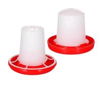 2 Pcs Chick Feeder and Waterer Kit, Chicken Water Dispenser, Poultry Feeder, Drinker Waterer Automatic, Chicken Feeders and Drinkers for Hen Chicks Duck Quail (Red)