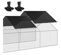 2 Pcs Chicken Coop Cover UV 90% Shade Cloth for Summer 11. 5 x 6. 6 ft Black Run Cages Cover Chicken with 40 Pcs Ball Bungees Cords Sunproof Sun Shade Netting Mesh for Outdoor Garden Patio Plants Yard