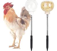 2 Pcs Chicken Peck Toy, 15.7 in / 40 cm Tall Toys for Coop, Wobble Spring Feeder for Slow Feed Release, Foraging Chicken Enrichment Toys for Hens Ducks Squirrels and Other Small Animals