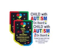 2 Pcs Child with Autism On Board Magnets with 2 Pcs Child with Autism On Board Stickers,Autism Car Stickers,Autistic Car Sign,Autism Awareness Car Magnetic Decals for Car Truck SUV Van Window Bumper