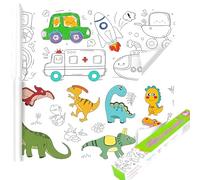 2 Pcs Children's Drawing Roll, Coloring Drawing Paper Roll for Kids, Art Sketch Painting, 3m DIY Painting Color Filling Paper for Toddler Drawing (Transport + Dinosaur World)