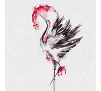 2 pcs Chinese Style Crane Ink Ancient Style Temporary Tattoo Flower Arm Thigh Arm Waterproof Female Long-Lasting Tattoo Stickers