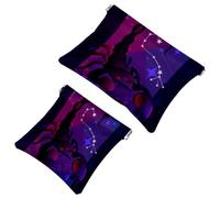 2 PCS Chinese Zodiac Scorpio Pocket Cosmetic Bag, Self-Closing Shrapnel Makeup Pouch, Portable No Zipper Mini Travel Make Up Bag for Headphones Coin Lipstick Cosmetics Earphones Jewelry Organizer