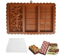 2 PCS Chocolate Moulds Silicone, Chocolate Bar Moulds Silicone, 3 in 1 Chocolate Mold mit Verschiedene Formen, Easy to Release Thick Chocolates Mold Kit for DIY Baking Candy Maker
