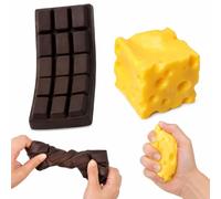 2 PCS Chocolate Squishy, Big Cheese Squishy, One 14cm Chocolate & One 7cm Big Cheese Squishies, Adorable Food themed Decor, For Squishies Fans and Those Who Love Decor with a Sweet Twist