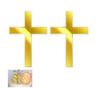 2 Pcs Christening Cake Topper,Holy Communion Cakes Decorations Personalized Baptism Decoration Gold Confirmation Bless Cross Toppers,for Birthday Party Wedding DIY Supplies Customised Cupcake Toppers