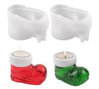 2 Pcs Christmas Boot Candle Holder Resin Molds Candle Pillar Tealight Holder Silicone Chocolate Molds for Xmas Winter Holiday Party Resin Casting DIY Resin Craft Table Centerpiece Decoration