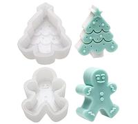 2 Pcs Christmas Candle Moulds,WideSmart Gingerbread Man Silicone Mould Christmas Tree Silicone Candle Molds Silicone Soap Mold Aromatherapy Candle Decoration Mold for Making Candles Aroma Stones Soap
