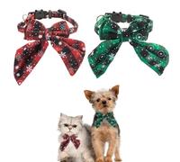 2 Pcs Christmas Cat Collars Adjustable Cat Collar with Bell Bow Tie Christmas Pet Collar for Kitten Puppy Pet Supplies Xmas Party Decoration Accessories A8CJMXQ