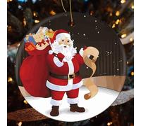 2 Pcs Christmas Ceramic Ornaments for Tree Decorations - Merry Christmas Farmhouse Christmas Decor, Hanging Pendant Round Ornament for Xmas Tree Gifts (2.8 Inch)