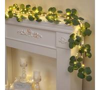 2 Pcs Christmas Decoration Indoor, 6FT Eucalyptus Garland for Mantle, Artificial Christmas Greenery with Timer, Cedar Tree Garland for Fireplace Outdoor Xmas Decor (Eucalyptus)