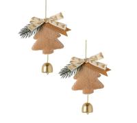 2 Pcs Christmas Decorations Cute Fuzzy Christmas Tree Ornaments Hanging Plush Pendant and Gold Jingle Bell for Xmas Home Party Gifts (Brown)