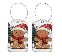 2 Pcs Christmas Gingerbread Man and Tree Luggage Tags for Suitcase PU Leather Travel Bag Tag ID Label Address Card Travel Bag Labels Suitcase Tags