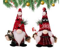 2 Pcs Christmas Gnome Dolls, 24cm Plush Santa Gnome, Faceless Christmas Gonk Dwarf Elf Figurines Xmas Ornaments Tabletop Decoration for Holiday Festival Supplies Plush Doll Gift