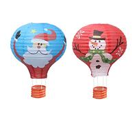 2 Pcs Christmas Hot Air Balloons Festive Paper Lanterns Santa Claus Snowman Patterned Decoration Lantern for Wedding Birthday Engagement Christmas Party Christmas lights