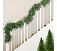 2 Pcs Christmas Norfolk Pine Garland - 6 Ft Dense Realistic Touch Greenery Artificial Cypress Garland for Christmas Holiday Mantle Fireplace Table Home Decor