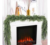 2 Pcs Christmas Norfolk Pine Garland, 6 Ft Real Touch Garlands Ornament, Realistic Artificial Greenery Garlands for Mantle, Table, Fireplace, Indoor, Outdoor Winter Xmas Decoration, Holiday Decor