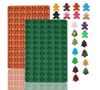 2 Pcs Christmas Silicone Chocolate Mold Christmas Tree Gingerbread Man Baking Mold Cookies Mould Candy Baking Tray for Cake Decorations Non-Stick Moulds for Bakeware Ice Cube Tray