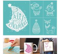 2 Pcs Christmas Silk Screen Stencil, Xmas Hats & Snowman Santa Clause Reusable Self-Adhesive Silk Screen Printing Transfer Stencils for Painting on Wood/Fabric/Mugs/Clothing/Home Office Decor11X8.5in