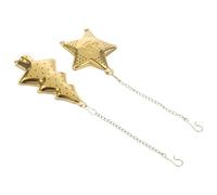 2 Pcs Christmas Stainless Steel Tea Infuser with Chain for Tea Cups | Golden Food Grade Mesh Strainer, Easy Clean Reusable Filter, for Herbs and Office Tea Break Random Style