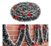 2 pcs Christmas Tinsel Garland with 30 Bows, 10M/32.81Feet Christmas Shiny Tinsel Garland, Christ mas Tree Garlan d Hanging Decorations for, Party Indoor and Outdoor Decorations