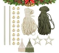 2 PCS Christmas Tree DIY Kit, Macrame with Wooden Beads Boho Decor Christmas Hanging Ornaments for Holiday Wall Hanging, Make Your own Bohe Christmas Tree DIY Kit for Beginners