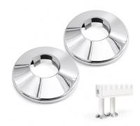 2 Pcs Chrome Radiator Pipe Cover, Decorative Pipes Sleeve Rings Floor Entry, Rad Valve Caps for Heating System and Central Heating Pipes for 15mm Pipe