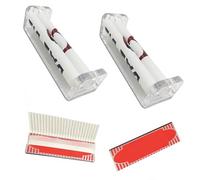 2 Pcs Cigarette Rolling Machine with 2 Packs Rolling Papers, 70mm Manual Tobacco Roller Set, Portable Plastic Cigarette Roller for Hand Rolling, Complete Tobacco Rolling Kit for DIY (Plastic, 2+2)