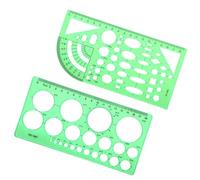 2 PCS Circle Stencil, Plastic Circle Template Drawing Tool, Transparent Green Geometric Shape Drawing Stencils Scale Ruler for Architecture Supplies Office Studying