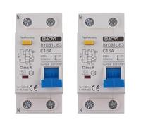 2 pcs circuit breaker, Residual Miniature Circuit Breaker for MCB RCCB RCD Type AAC RCBO DPNL, Rated Current 10/16/20/25/32/40/50/63A, 220V AC (A -16A)