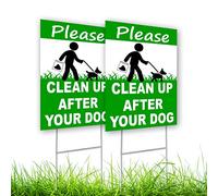 2 pcs Clean Up After Your Dog Signs - DOUBLE SIDED 8" x 12" No Dog Poop Signs for Yard Plastic - Curb Your Dog Sign - Pick Up After Your Dog Sign - No Dog Poop Signs for Yard - Dog Signs No Pooping