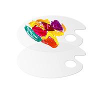 2 PCS Clear Acrylic Paint Palette Pad,Transparent Paint Palette Thumb Hole Art Paint Tray Palette Non Stick Palette Plastic Paint Mixing Palette Watercolour for Artists Kids Diy Craft Oil Painting