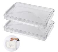 2 Pcs Clear Certificate Storage Box Set, Portable Project Case Organizer, Stackable A4 File Boxes with Lids, PET Document Holder with Clasp Design, Ideal for Storing Paper, Magazines, Stamps & Photos