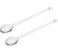 2 Pcs Clear Glass Spoons Tea Stirring Spoon Coffee Mixing Long Handle Cocktail Spoons Transparent Dessert Spoon for Drinks Milk