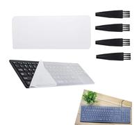 2 Pcs Clear Silicone Keyboard Covers,Desktop Computer Keyboard Skin Protector Film Cover,Waterproof Anti-Dust Keyboard Protector for Desktop PC,with 4 Pcs Dust-Proof Brushes