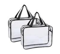 2 Pcs Clear Toiletry Bag, PVC Travel Bag, Extra Large Waterproof Transparent Makeup Bag, Large Clear Cosmetic Bags, Travel Cosmetic Organiser for Women and Girls