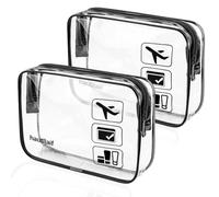 2 Pcs Clear Travel Toiletry Bag,TSA Approved Transparent Makeup Cosmetic Bag with Zipper,Waterproof & Leak-Proof Toiletries Bag, Airport Security Liquids Bag for Women and Men